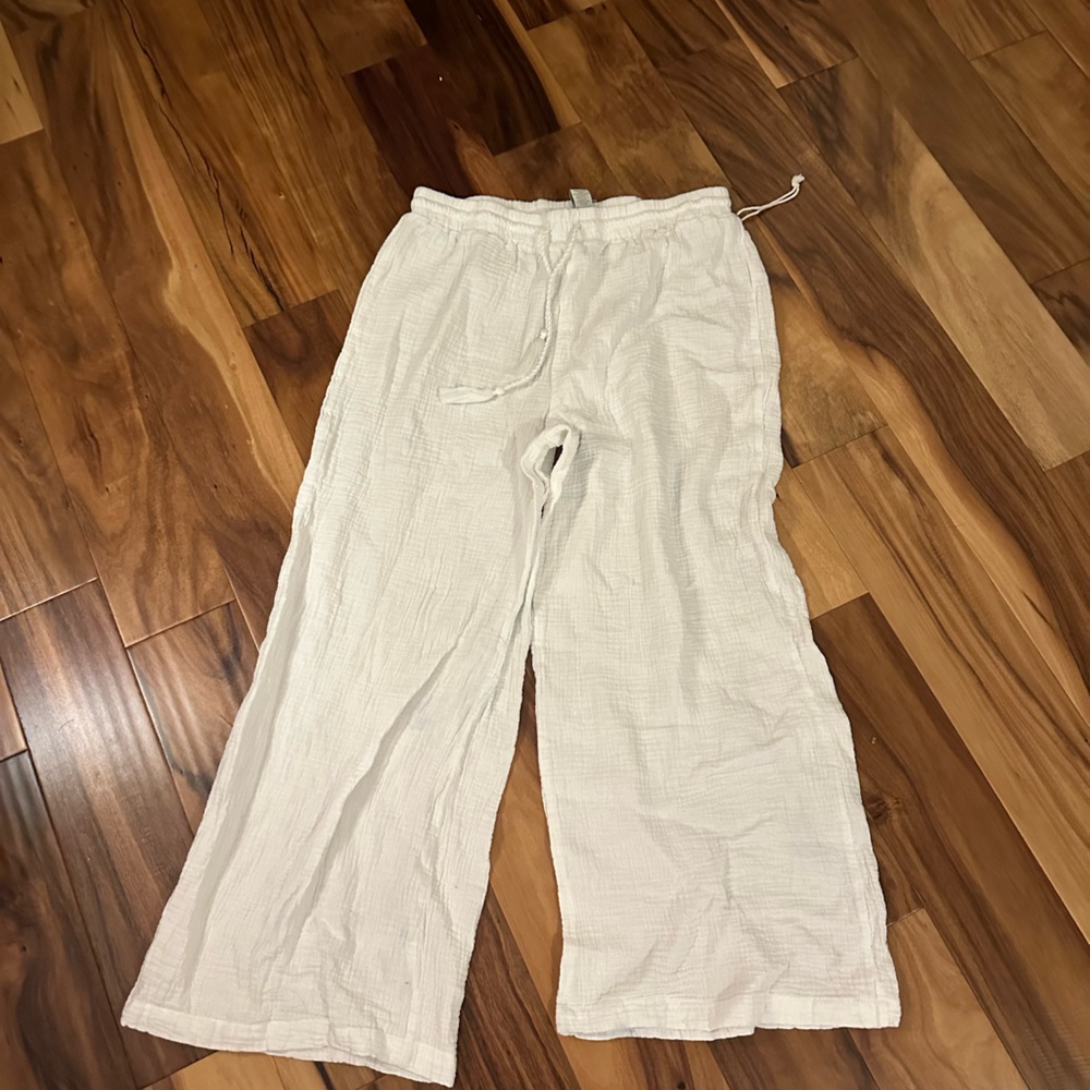 White Flowy Beach Pants